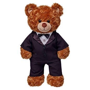 The pawfect furry formal wear! Teddy bear size tuxedo includes a black jacket with bowtie and black pants.