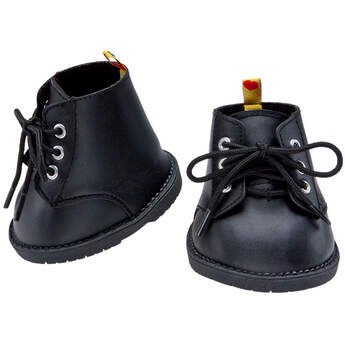 Teddy bear size black combat boots look cool with any outfit.