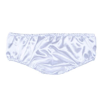 Complete your furry friend&#39;s outfit with a pair of white satin teddy bear size panties.