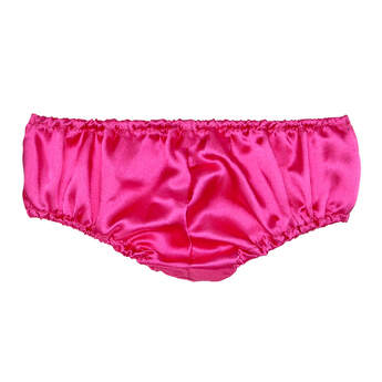 Complete your furry friend&#39;s outfit with a pair of fuchsia satin teddy bear size panties.