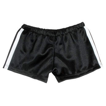 These bear-sized Black Athletic Shorts have a white stripe down the side. They are perfect for a sporty furry friend!