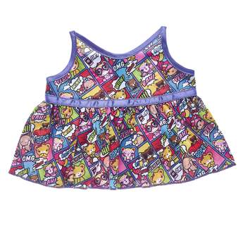 PAWsome! This colorful dress features an all-over comic strip pattern of your favorite Kabu friends! this cute dress is a super fun style choice.