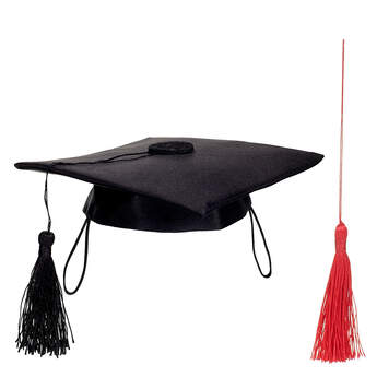 Online Exclusive Black Graduation Cap with Red Tassel, , hi-res